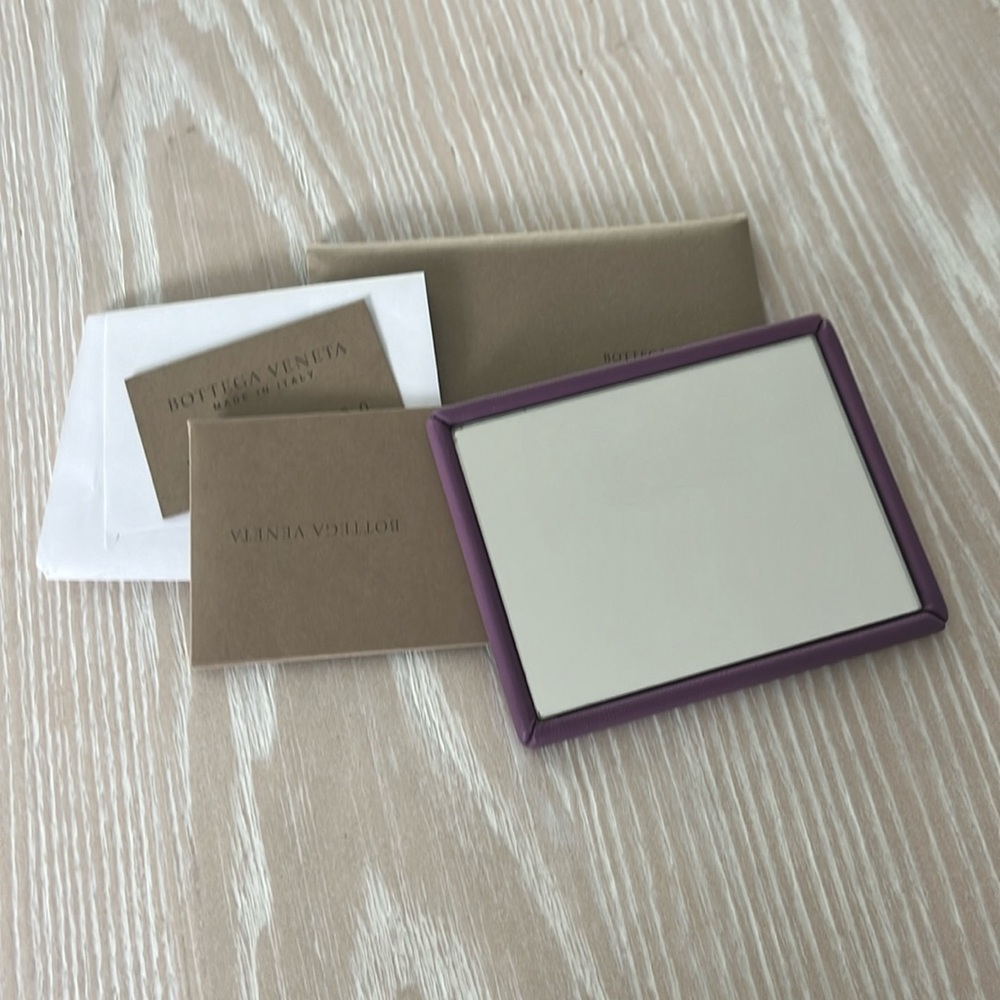 Bottega Veneta lavender leather cosmetic compact purse mirror